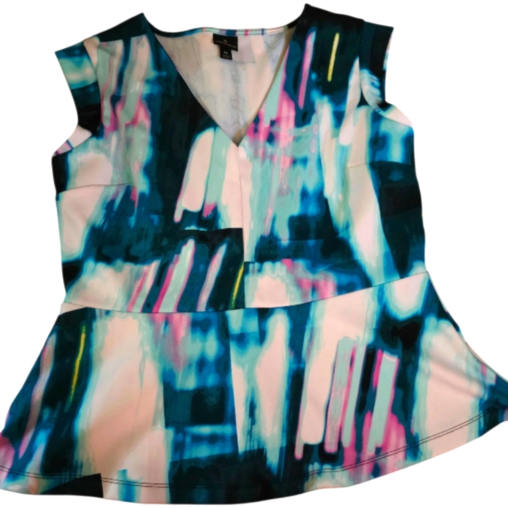 Worthington Graphic Peplum Blouse, Ladies XL